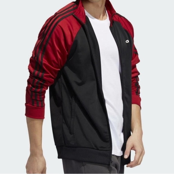 Adidas zip up Tricot Track Jacket Red n Black Size Small - Picture 4 of 6